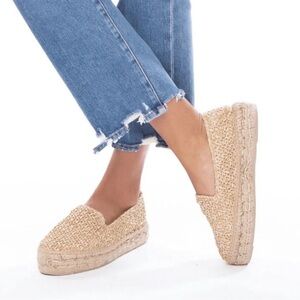 MANEBI Yucatan Espadrilles Flat Shoe Woven Textured Jute Slip On Casual Cream 9